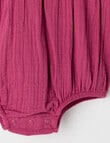 Teeny Weeny Heart & Bow Muslin Romper, Raspberry product photo View 04 S