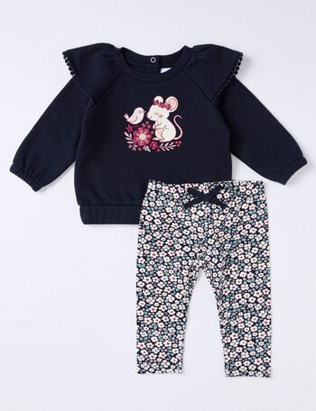 Teeny Weeny Heart & Bow Mouse Top and Pant, 2-Piece, Blue product photo