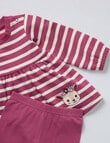 Teeny Weeny Hearts & Bows Stripe Peplum Top & Legging Set, 2-Piece, Pink & Cream product photo View 02 S