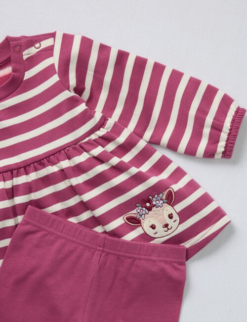 Teeny Weeny Hearts & Bows Stripe Peplum Top & Legging Set, 2-Piece, Pink & Cream product photo View 02 L