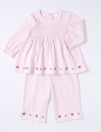 Teeny Weeny Heart & Bow Wide Leg Pant and Top, 2-Piece, Pink product photo