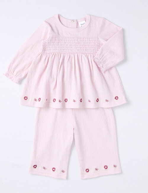 Teeny Weeny Heart & Bow Wide Leg Pant and Top, 2-Piece, Pink product photo