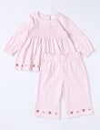 Teeny Weeny Heart & Bow Wide Leg Pant and Top, 2-Piece, Pink product photo View 03 S