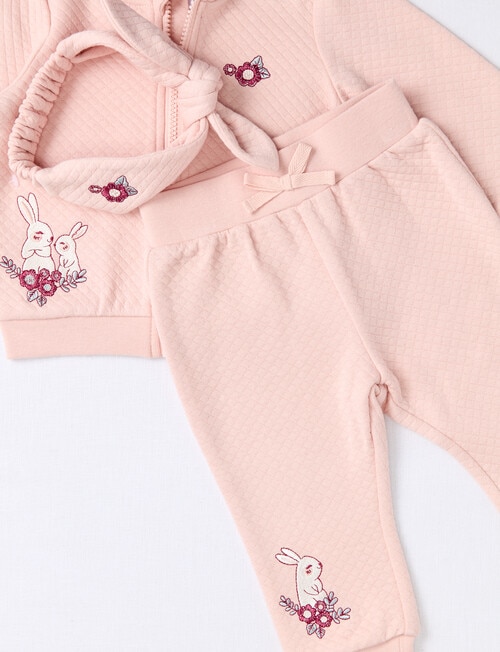Teeny Weeny Heart & Bow Quilted Bomber Tracksuit, 3-Piece, Pink product photo View 02 L