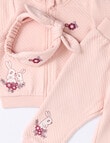 Teeny Weeny Heart & Bow Quilted Bomber Tracksuit, 3-Piece, Pink product photo View 04 S