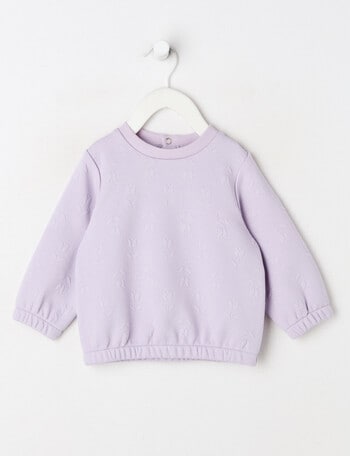 Teeny Weeny Heart & Bow Play Long-Sleeve Jacquard Sweatshirt, Lilac product photo