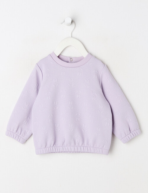 Teeny Weeny Heart & Bow Play Long-Sleeve Jacquard Sweatshirt, Lilac product photo