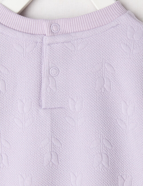 Teeny Weeny Heart & Bow Play Long-Sleeve Jacquard Sweatshirt, Lilac product photo View 02 L