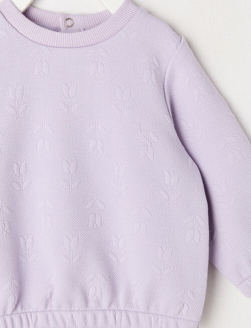 Teeny Weeny Heart & Bow Play Long-Sleeve Jacquard Sweatshirt, Lilac product photo View 03 L