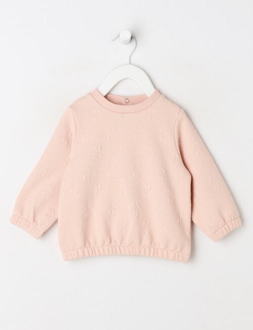 Teeny Weeny Heart & Bow Play Long-Sleeve Jacquard Sweatshirt, Pink product photo