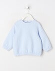 Teeny Weeny Heart & Bow Play Long-Sleeve Jacquard Sweatshirt, Blue product photo