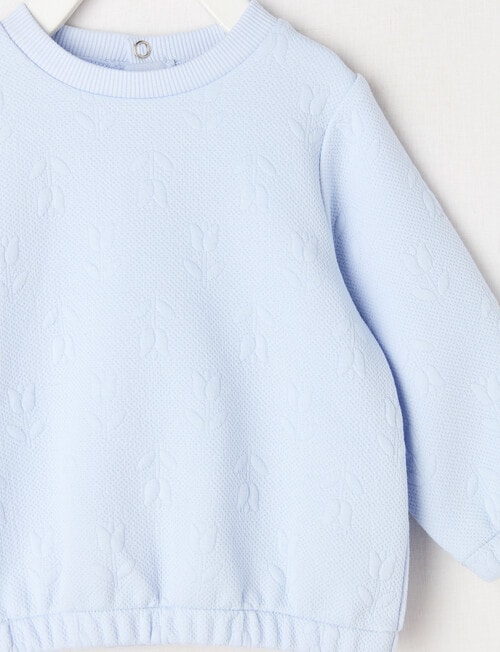 Teeny Weeny Heart & Bow Play Long-Sleeve Jacquard Sweatshirt, Blue product photo View 03 L