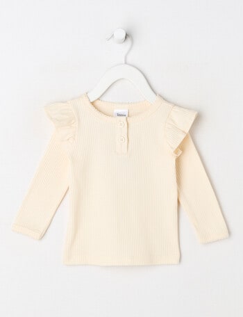 Teeny Weeny Heart & Bow Play Long-Sleeve Rib Tee, Vanilla product photo