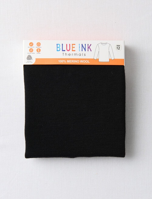 Blue Ink Merino Long Sleeve Top, Black, 8-14 product photo View 02 L