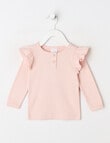 Teeny Weeny Heart & Bow Play Long-Sleeve Rib Tee, Pink product photo