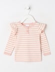 Teeny Weeny Heart & Bow Play Long-Sleeve Rib Stripe Tee, Pink product photo