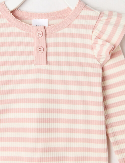 Teeny Weeny Heart & Bow Play Long-Sleeve Rib Stripe Tee, Pink product photo View 02 L