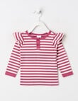 Teeny Weeny Heart & Bow Play Long-Sleeve Rib Stripe Tee, Pink product photo