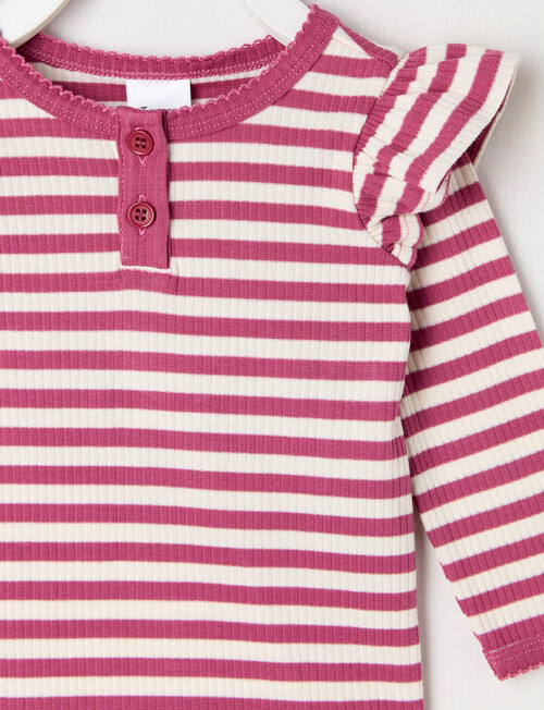 Teeny Weeny Heart & Bow Play Long-Sleeve Rib Stripe Tee, Pink product photo View 02 L