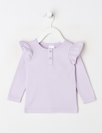 Teeny Weeny Heart & Bow Play Long-Sleeve Rib Tee, Lilac product photo