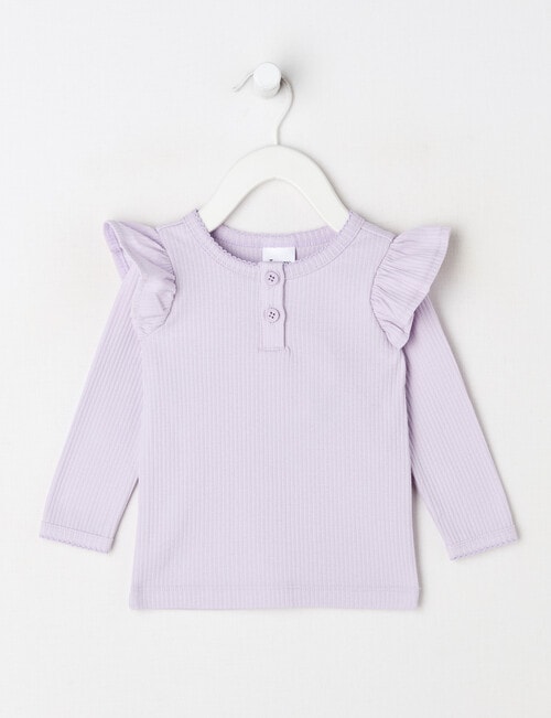 Teeny Weeny Heart & Bow Play Long-Sleeve Rib Tee, Lilac product photo