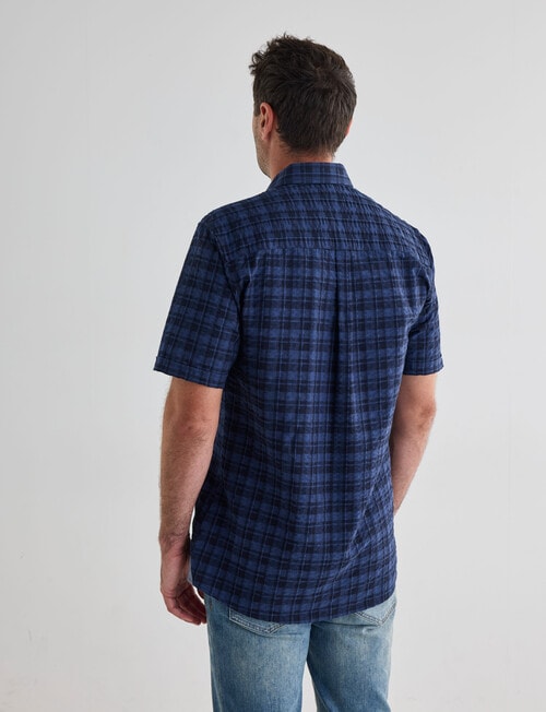 Chisel Seersucker Short Sleeve Shirt, Denim product photo View 02 L