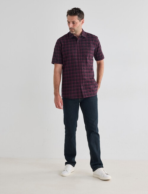 Chisel Seersucker Short Sleeve Shirt, Maroon product photo View 03 L