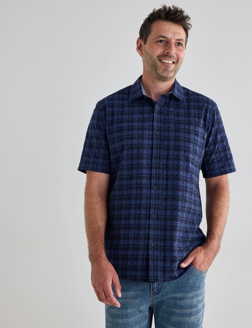 Chisel Seersucker Short Sleeve Shirt, Denim product photo View 04 L