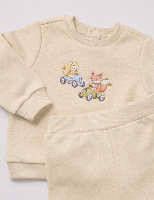 Little Bundle Little Bear Fleece Tracksuit Set, 2-Piece, Beige product photo View 02 L