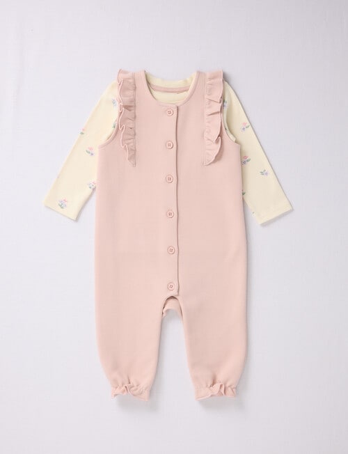 Little Bundle Forest Friends Dungaree and Tee Set, 2-Piece, Pink product photo