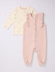 Little Bundle Forest Friends Dungaree and Tee Set, 2-Piece, Pink product photo View 02 S