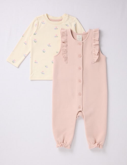 Little Bundle Forest Friends Dungaree and Tee Set, 2-Piece, Pink product photo View 02 L