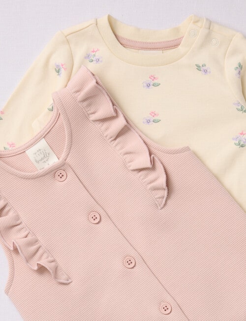 Little Bundle Forest Friends Dungaree and Tee Set, 2-Piece, Pink product photo View 03 L