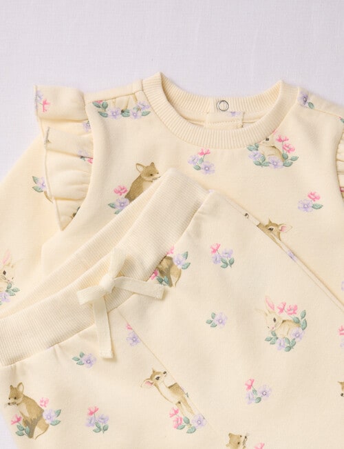 Little Bundle Forest Friends Fleece Tracksuit Set, 2-Piece, Cream product photo View 02 L