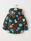 Teeny Weeny Dino Puffer Jacket, Green product photo View 02 S