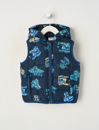 Teeny Weeny Truck Puffer Vest, Navy product photo