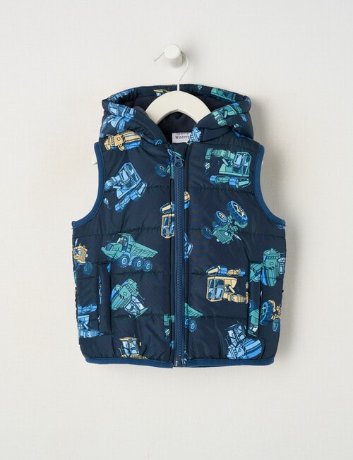 Teeny Weeny Truck Puffer Vest, Navy product photo
