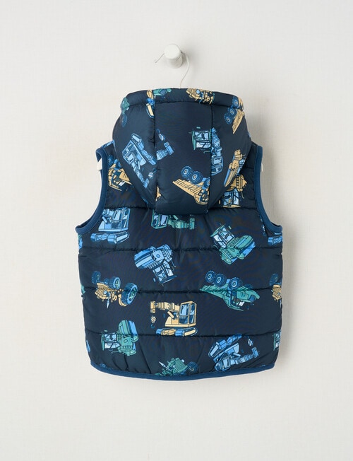 Teeny Weeny Truck Puffer Vest, Navy product photo View 02 L
