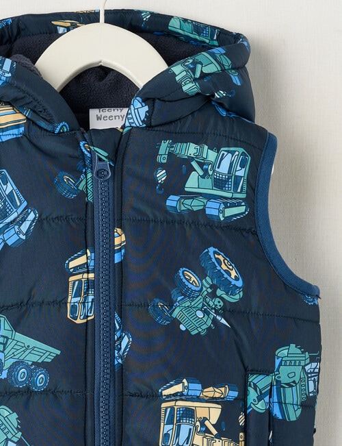 Teeny Weeny Truck Puffer Vest, Navy product photo View 03 L