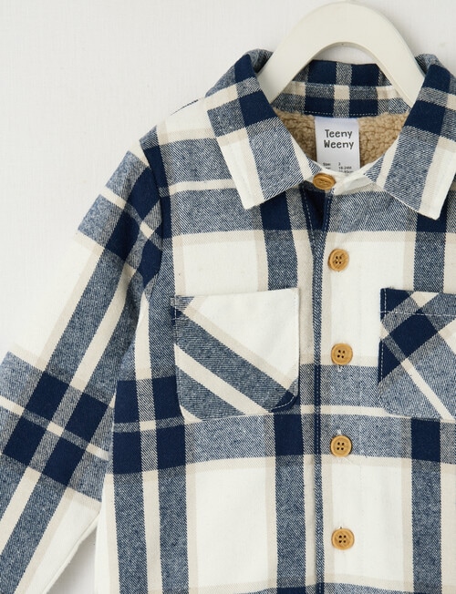Teeny Weeny Check Shacket, Navy & White product photo View 02 L
