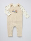 Little Bundle Little Bear Dungaree Set, 2-Piece, Beige & Cream product photo