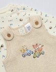 Little Bundle Little Bear Dungaree Set, 2-Piece, Beige & Cream product photo View 03 S