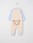 Little Bundle Little Bear Fleece All in One, Blue & Oatmeal product photo View 02 S