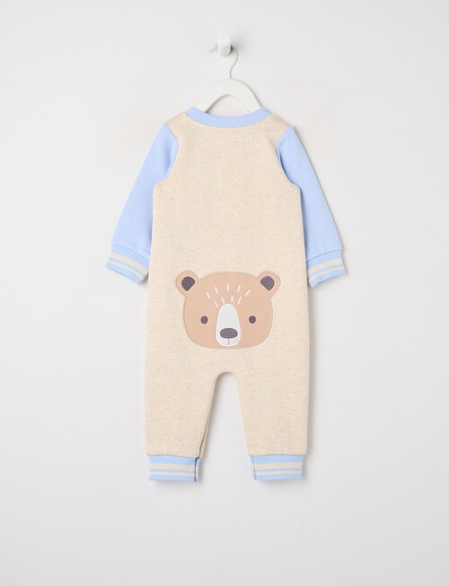 Little Bundle Little Bear Fleece All in One, Blue & Oatmeal product photo View 02 L