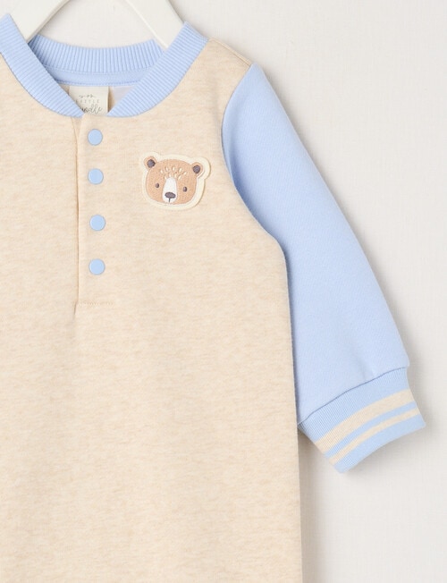 Little Bundle Little Bear Fleece All in One, Blue & Oatmeal product photo View 03 L