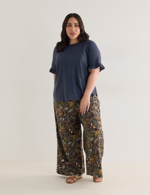 Studio Curve Linen Blend Button Back Top, Midnight product photo View 03 L