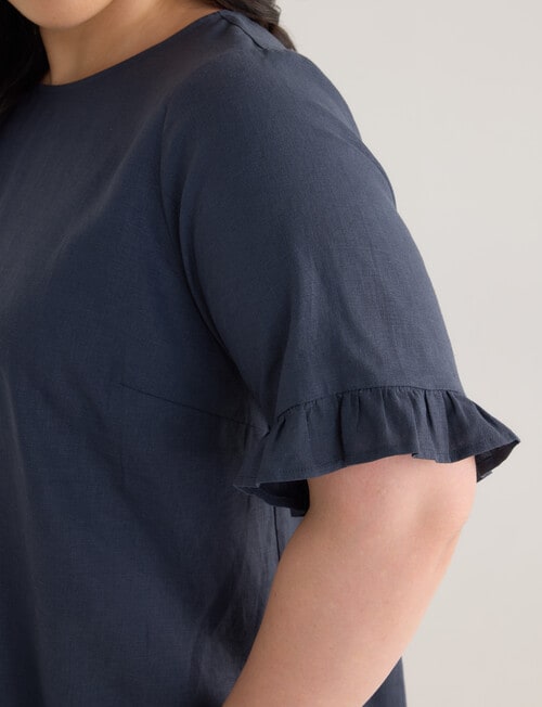 Studio Curve Linen Blend Button Back Top, Midnight product photo View 04 L