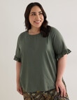 Studio Curve Linen Blend Button Back Top, Thyme product photo