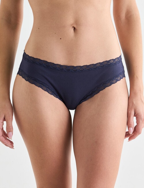 Lyric Lisa Cotton Lace Trim Bikini Brief, Indigo product photo