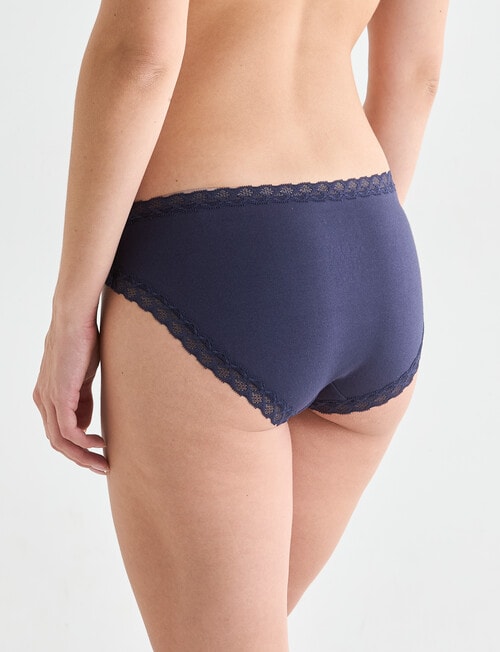 Lyric Lisa Cotton Lace Trim Bikini Brief, Indigo product photo View 02 L